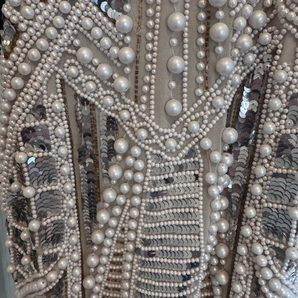 ASOS Elegant Silver Beaded Cocktail Dress - Picture 4 of 10